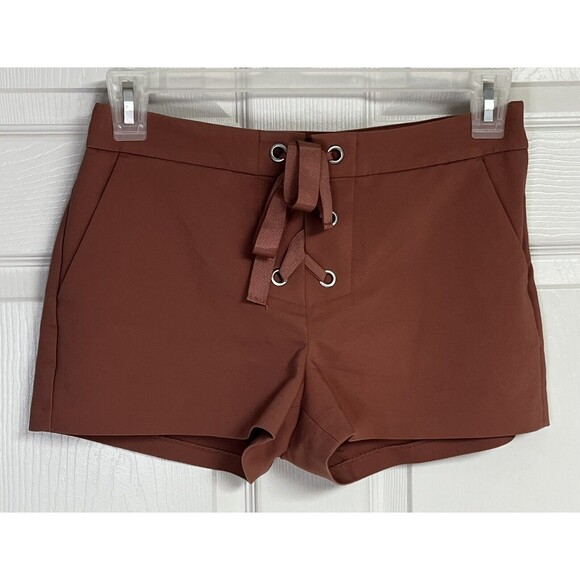 Express Pink Mauve Mid Rise Lace-up Shorts Size 4 - Picture 2 of 9